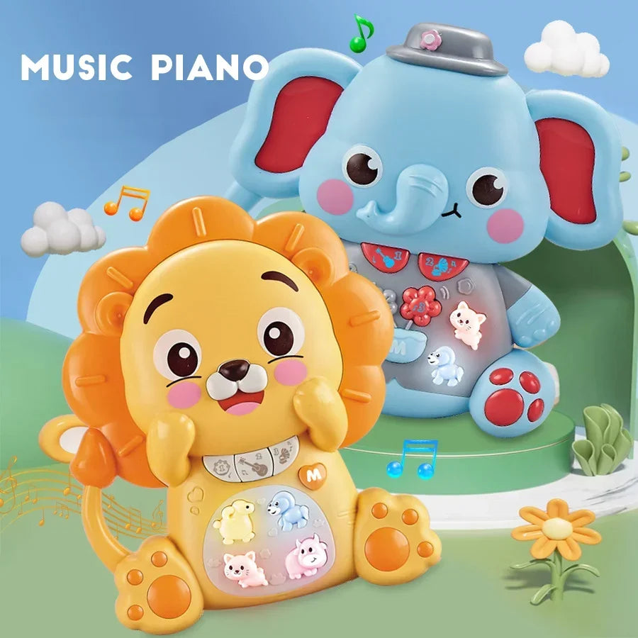 Toddlers Toys Electronic Keyboard Cartoon Lion Animal Baby Development Musical Toys Piano Early Education Toys 6 To 12 Months